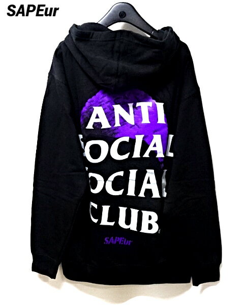 M【SAPEur ANTI SOCIAL SOCIAL CLUB HOODIE BLACK/PURPLE サプール アンチソーシャルソーシャルクラブ フーディー コラボレーション ブラック/パープル ロッドマン パーカー】