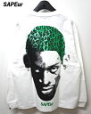 M【SAPEur GREEN LEAOPARD HEAD L/S TEE White サプール グリーン レオパード ヘッド ロンTシャツ ホワイト ロッドマン】