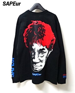 【SAPEur × MASATOSHI HAMADA RED HEAD HAMADA L/S TEE BLACK/RED サプール x 浜田雅功 レッド ヘッド ハマダ ロンTシャツ ブラック/レッド A0025-083】