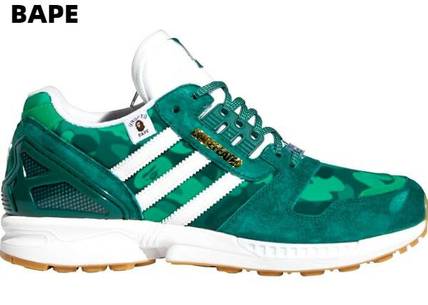 9 1/2(27.5cm)【adidas BAPE X UNDFTD X ADIDAS ZX 8000 FY8851 CGREEN/FTWWHT/GUM3 A BATHING APE エイプ X アンデフィーテッド X アディダス GREEN 猿迷彩 カモフラージュ スニーカー シューズ】