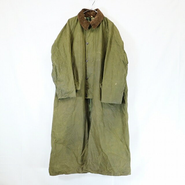 80s イングランド製 Barbour バブアー BURGHLEY オイルドジャケット ヴィンテージ オリーブ ( メンズ 42 ) 中古 古着 4/ m8835