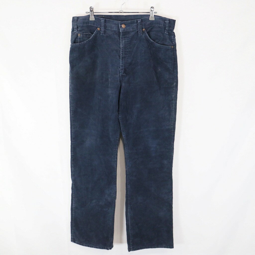 70年代 USA製 Levi's リーバイス 517 コーデュロイ パンツ フレアシルエット ブーツカット ネイビー (メンズ 36×32) N7707