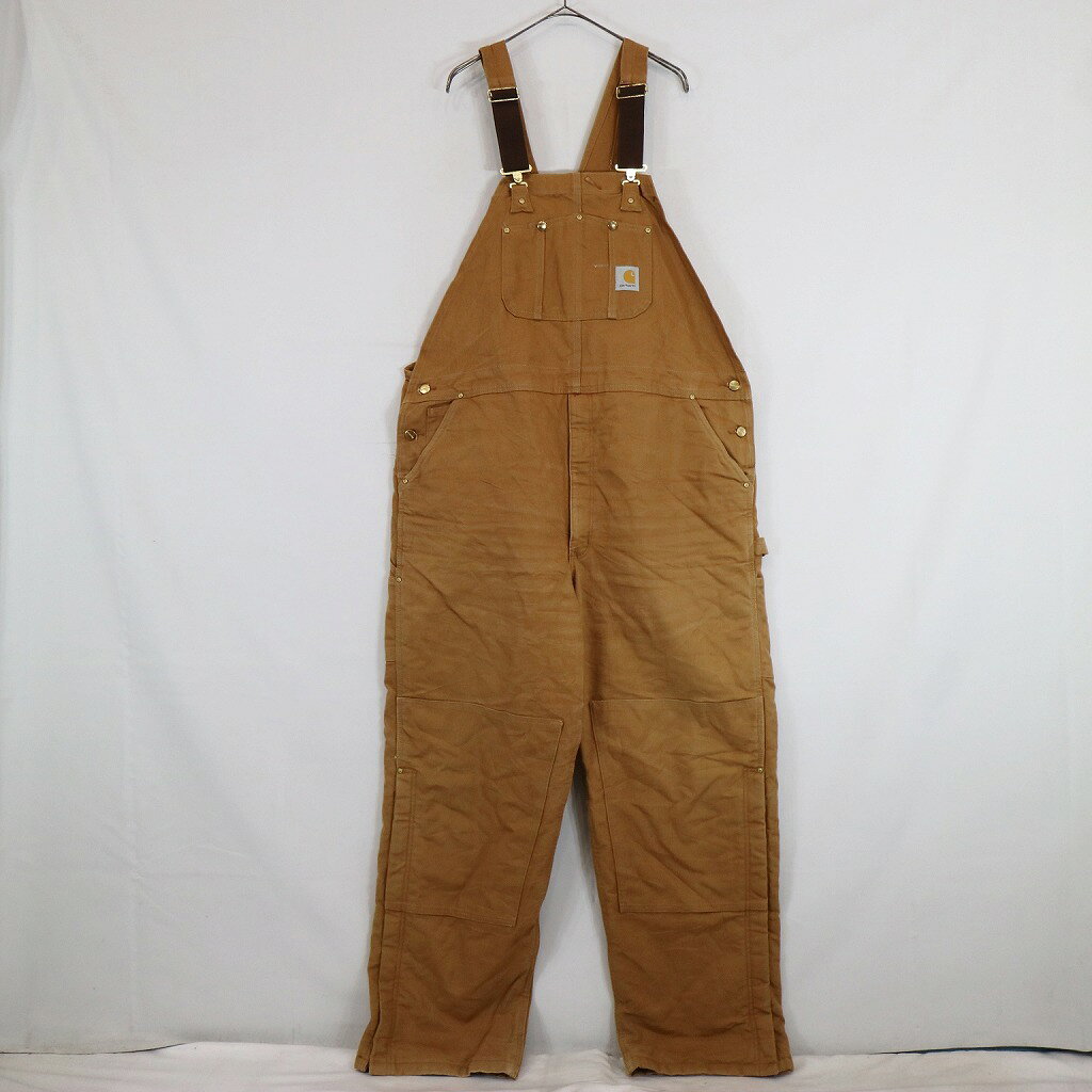 Carhartt カーハート オーバーオール サロペット キルティング ワーク 作業服 ワークウェア キャメル (メンズ 46×32) 中古 古着 N8412
