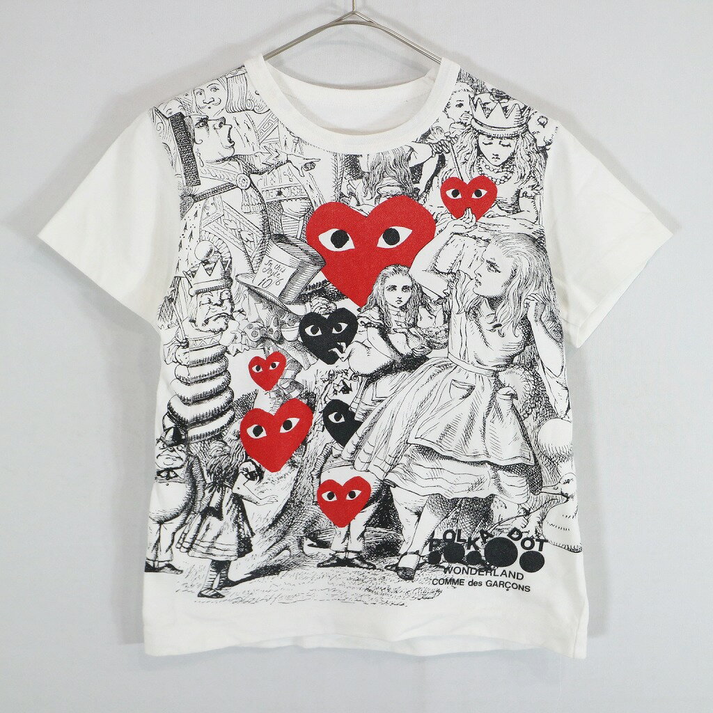 COMME des GARCONS コム デ ギャルソン PLAY 半袖Tシャツ 2013 POLKADOT WONDERLAND ホワイト (ユース M相当) 中古 古着 N8530