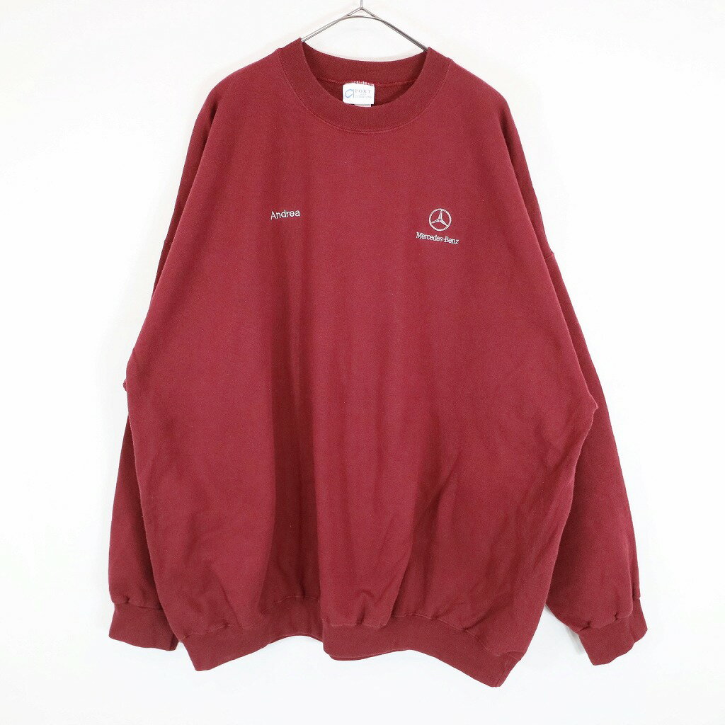 PORT and COMPANY Mercedes Benz メルセデスベンツ クルーネックスウェット 大きいサイズ ワインレッド (メンズ 3XL) 中古 古着 N8766