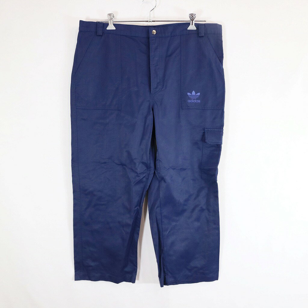 SALE/ 90年代 adidas アディダス コットンツイルパンツ ワンポイントロゴ ネイビー (メンズ XL) 中古 古着 N8835
