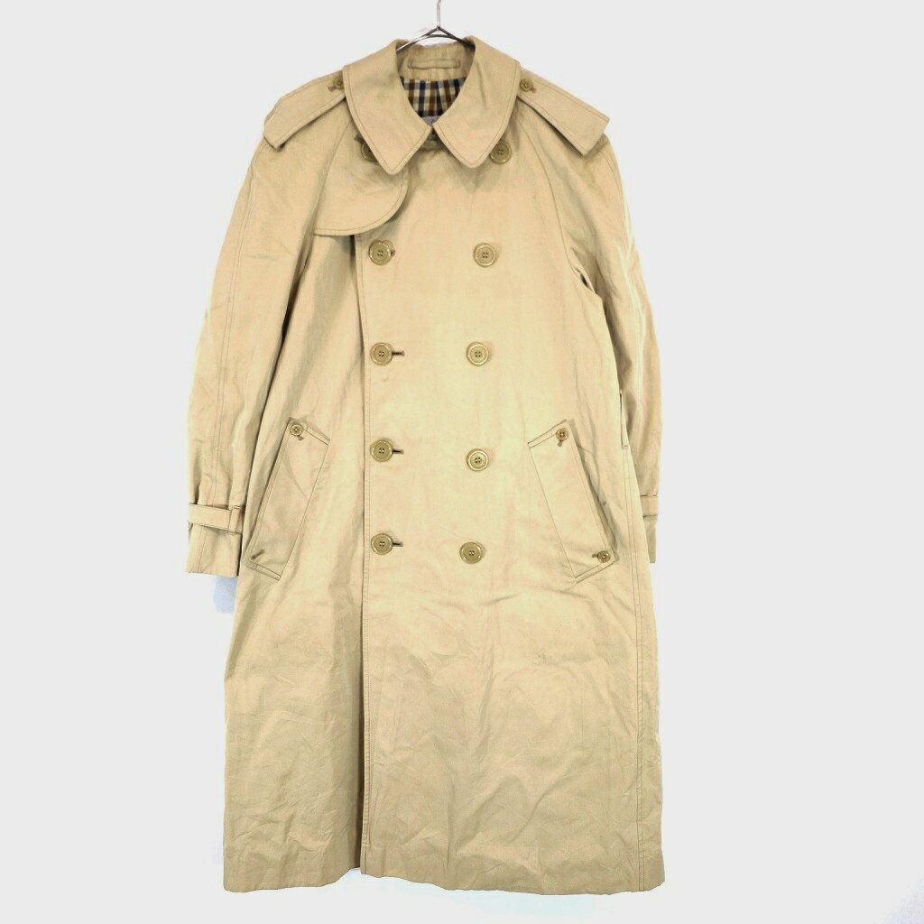 80年代 イングランド製 Aquascutum アクアスキュータム Aqua5 トレンチコート 防寒 ユーロ ベージュ (メンズ -- M相当) 中古 古着 N9689