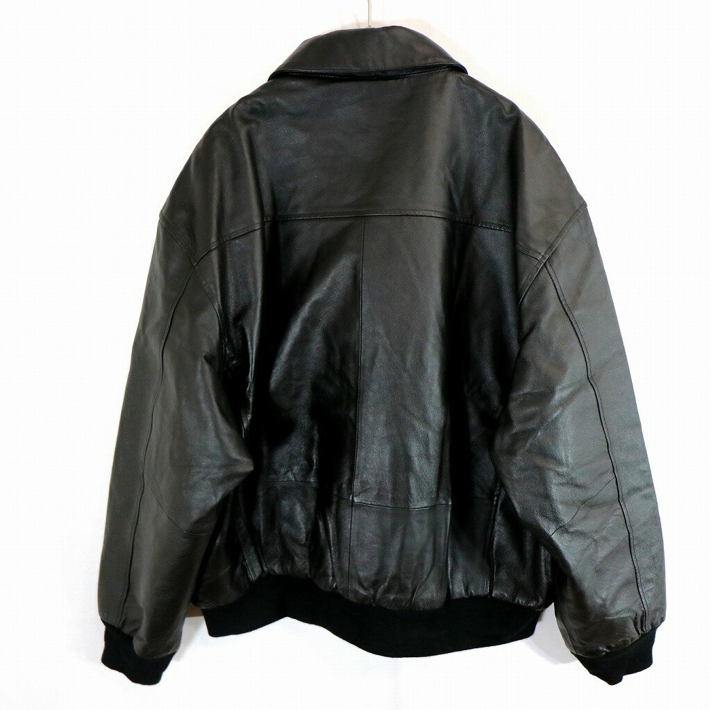 AIR FORCE LANDING LEATHERS A-2 フライトジャケット レザージャケット 大きいサイズ ミリタリー ブラック (メンズ XXL) 中古 古着 O0143