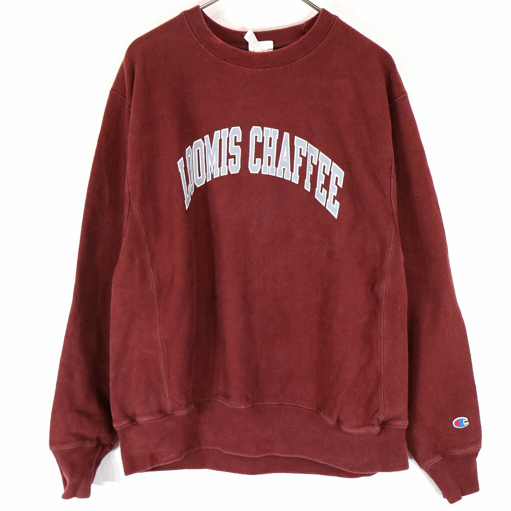 SALE/ Champion チャンピオン リバースウィーブ 英文字プリント スウェット アメカジ カレッジ ワインレッド (メンズ M) 中古 古着 O0264のサムネイル