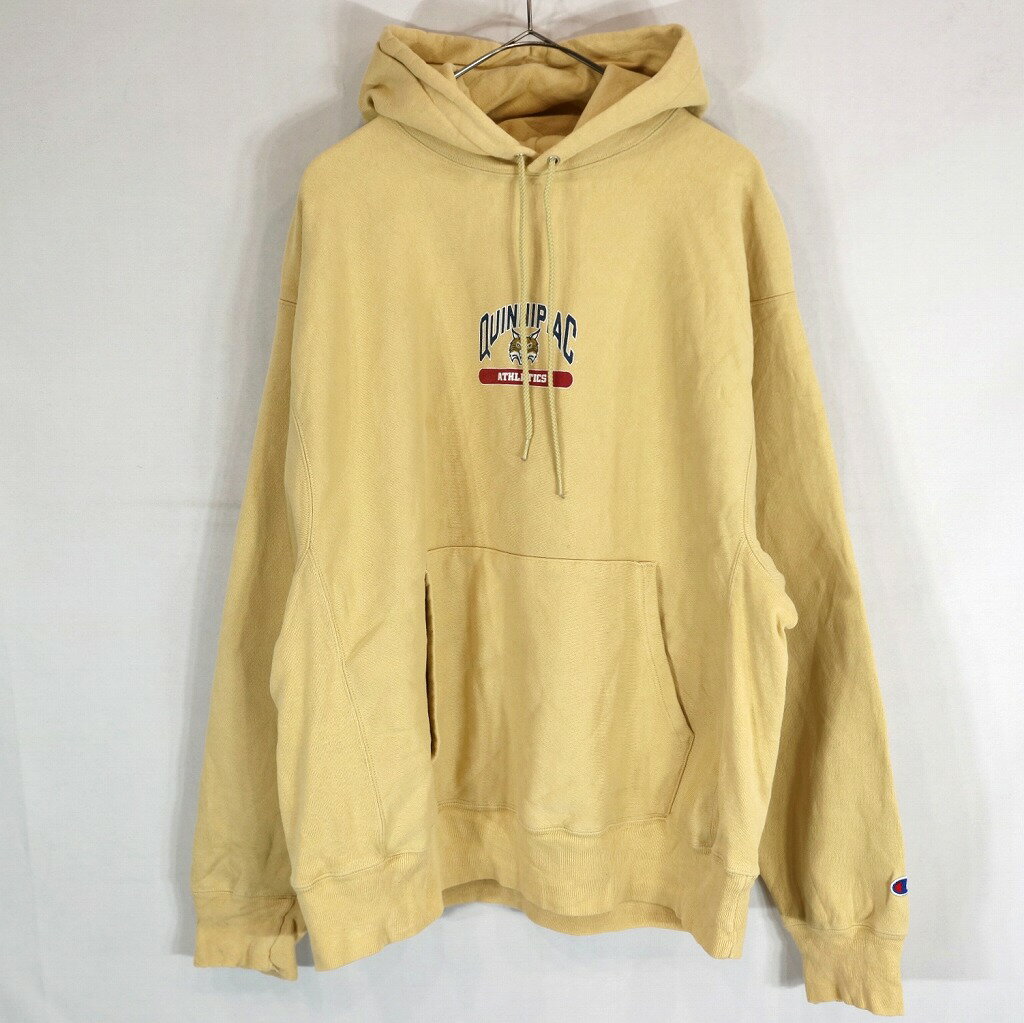 SALE/ Champion チャンピオン リバースウィーブ スウェット クイニピアック大学 アイスホッケー イエロー (メンズ L) 中古 古着 O0728のサムネイル