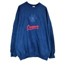 Hanes ヘインズ 英文字 スウェット アニマル 足跡 ネイビー (メンズ LARGE) 中古 古着 O2107