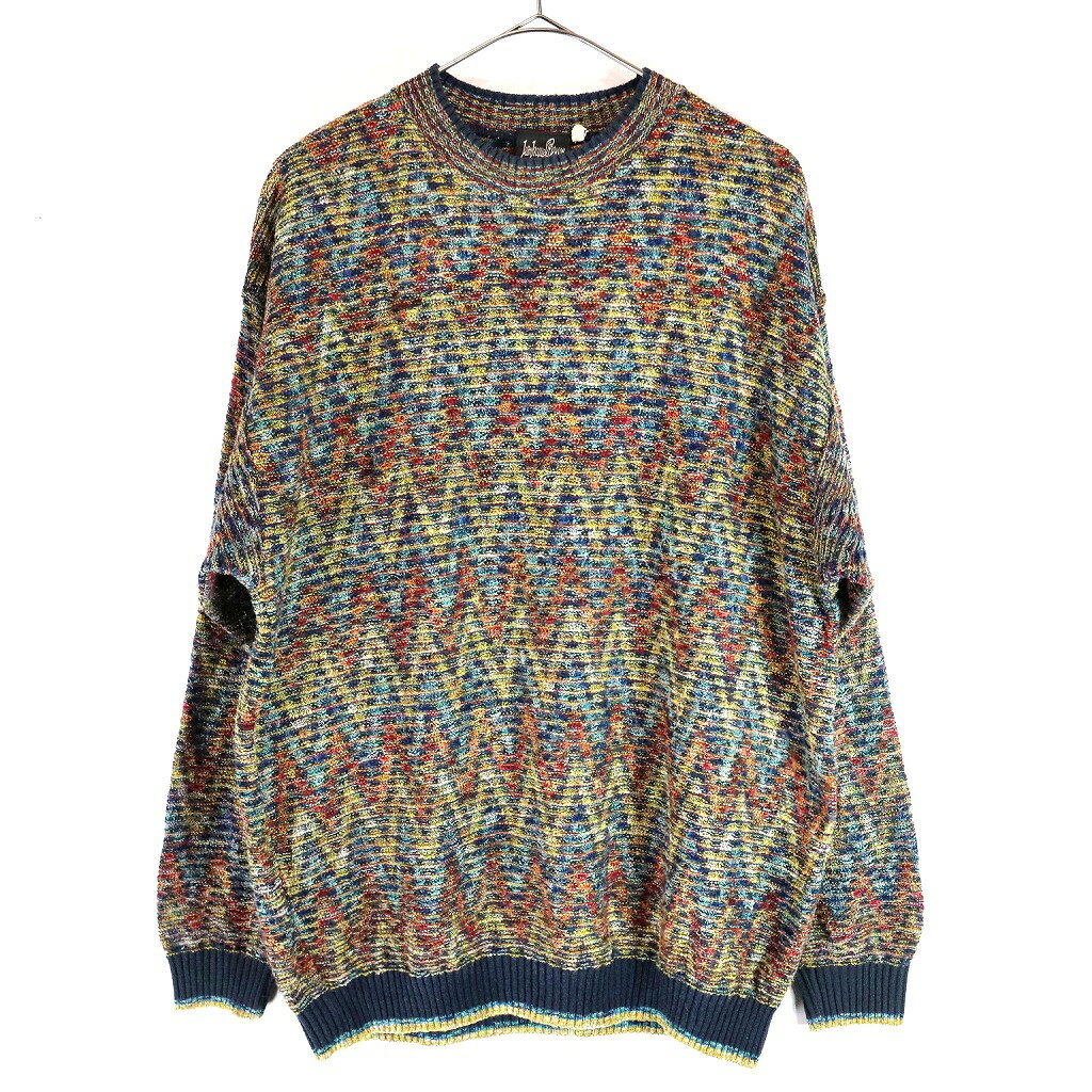 SALE///// Jean Jacques Penson モックネック セーター カジュアル 総柄 マルチカラー (メンズ M) 中古 古着 O1769