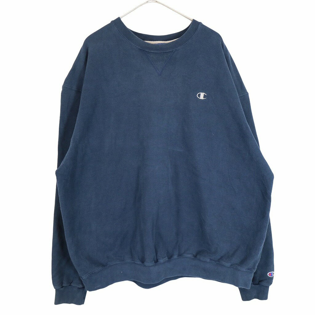 Champion チャンピオン ワンポイントロゴ スウェット オーセンティック 前V ネイビー (メンズ XXL) 中古 古着 O3047