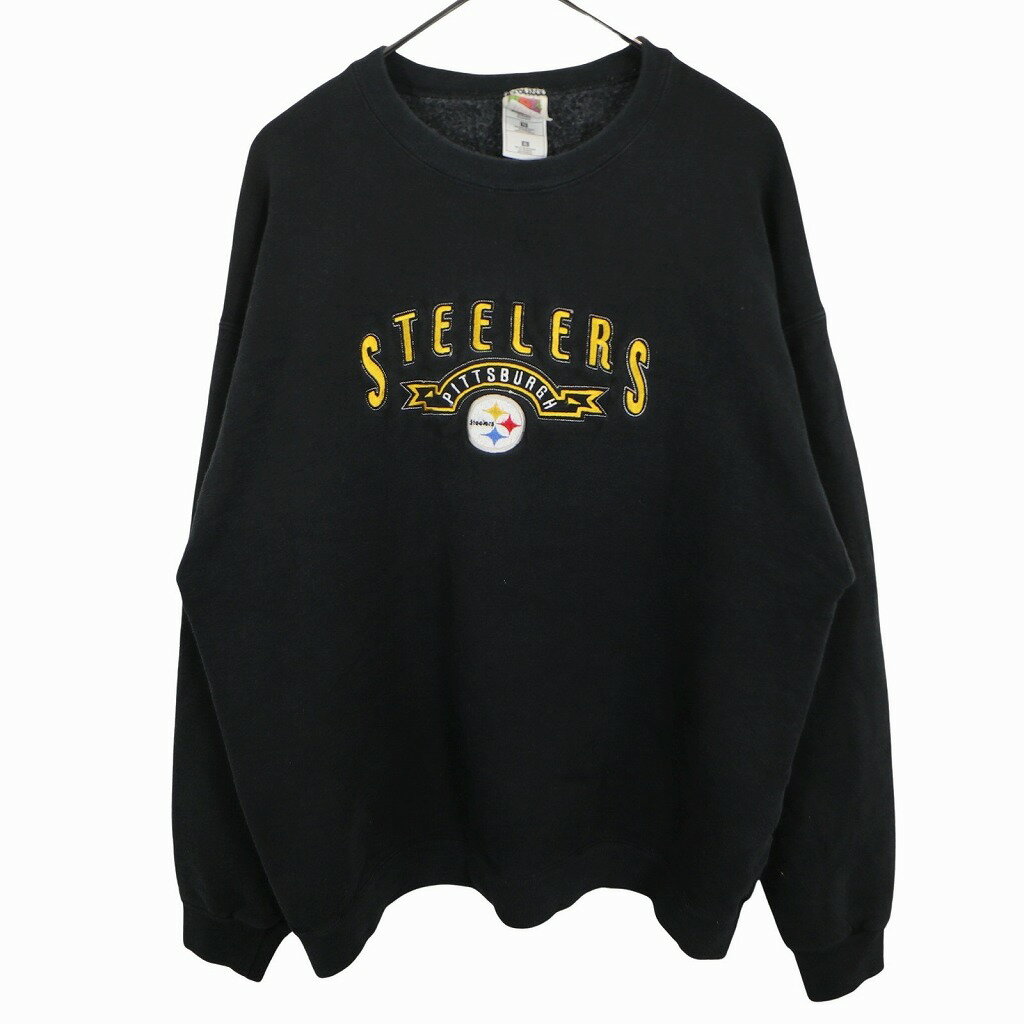 2000年代~ FRUIT OF THE LOOM NFL ピッツバーグ・スティーラーズ スウェット 刺繍 ブラック (メンズ XL) 中古 古着 O3470