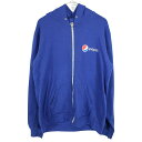 SALE///// USA製 AMERICAN APPAREL pepsi ペプシ フルジップパーカー 企業 フーディー ブルー (メンズ L) 中古 古着 O3479