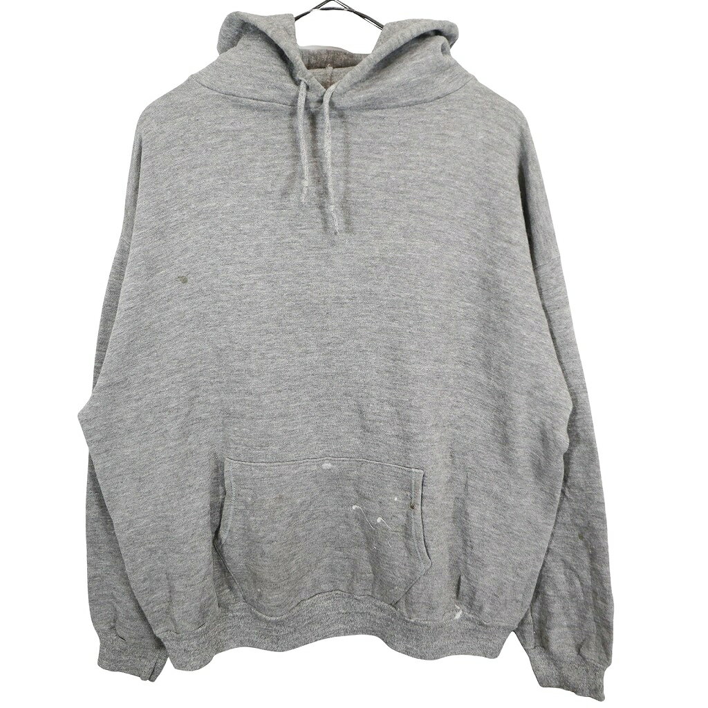 70年代 USA製 sportswear 無地パーカー フーディー スウェット 霜降り グレー (メンズ XL) 中古 古着 O3396