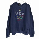 90年代 USA製 USA Olympic スウェット 刺繍 オリンピック アトランタ ジョージア ネイビー (メンズ XL) 中古 古着 O3531