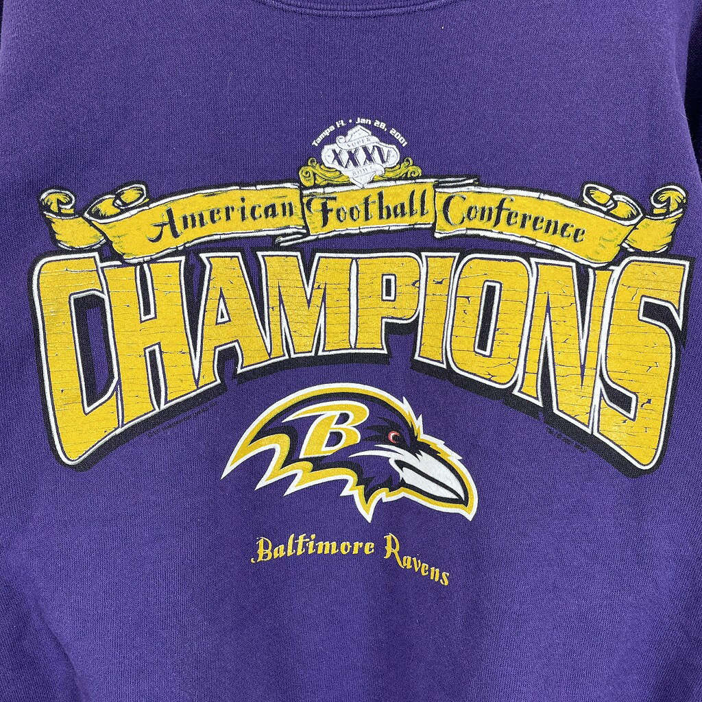 Lee リー NFL ボルティモア レイブンズ スウェット 丸首 スポーツ トレーナー アメフト パープル (メンズ L) 中古 古着 O3648