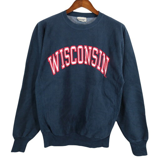 STEVE&BARRYS カレッジプリント スウェット WISCONSIN ウィスコンシン ネイビー (メンズ M) 中古 古着 O3905 STEVE&BARRYS カレッジプリント スウェット WISCONSIN ウィスコンシン ネイビー (メンズ M) 中古 古着 O3905