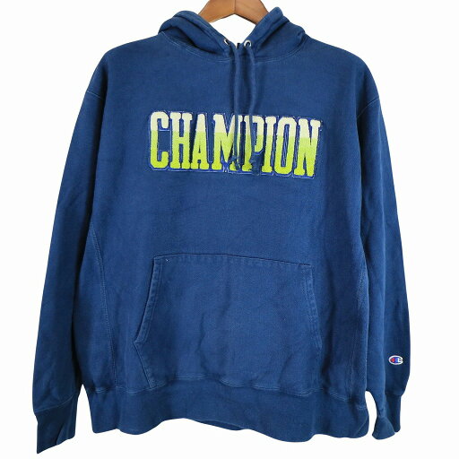 Champion チャンピオン リバースウィーブ カレッジロゴパーカー 刺繍 ワッペン アメカジ ディープブルー (メンズ XL) 中古 古着 O3953 Champion チャンピオン リバースウィーブ カレッジロゴパーカー 刺繍 ワッペン アメカジ ディープブルー (メンズ XL) 中古 古着 O3953