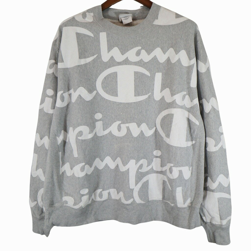 Champion チャンピオン リバースウィーブ ロゴ スウェット 大きいサイズ グレー (レディース 2XL) 中古 古着 O4118