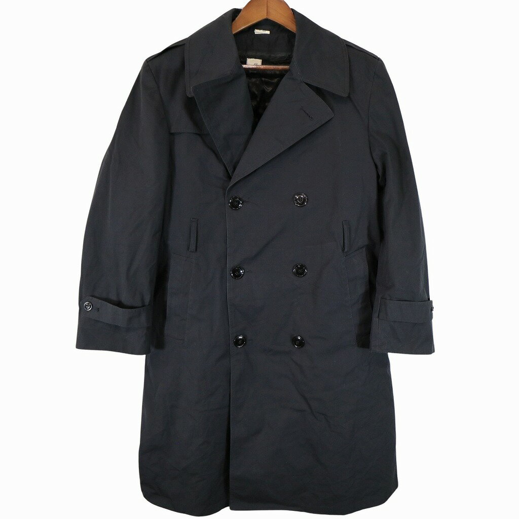 90年代 米軍実物 U.S.NAVY オールウェザー トレンチコート ミリタリー 戦闘服 アウター 海軍 ブラック (メンズ 40S) 中古 古着 O4149
