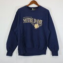 USA製 image Wear カレッジプリント スウェット NOTRE DAME ノートルダム大学 ネイビー (メンズ L) 中古 古着 O4683