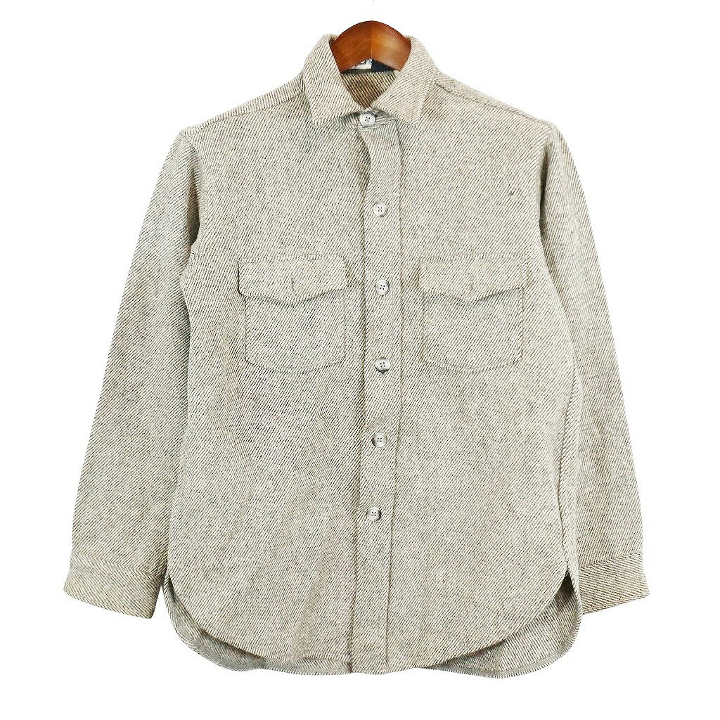 80年代 USA製 WOOLRICH ウールリッチ ウール長袖シャツ 三角タグ グレー (メンズ M) 中古 古着 O5020