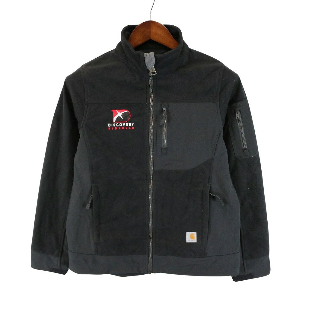 Carhartt カーハート ソフトシェルジャケット 刺繍 ワーク ロゴ 企業 Discovery Hydrovac ブラック (メンズ S) 中古 古着 O5065