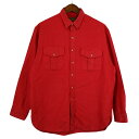 90年代 USA製 Eddie Bauer エディーバウアー シャモアクロス 長袖シャツ アウトドア レッド (メンズ XL) 中古 古着 O4877