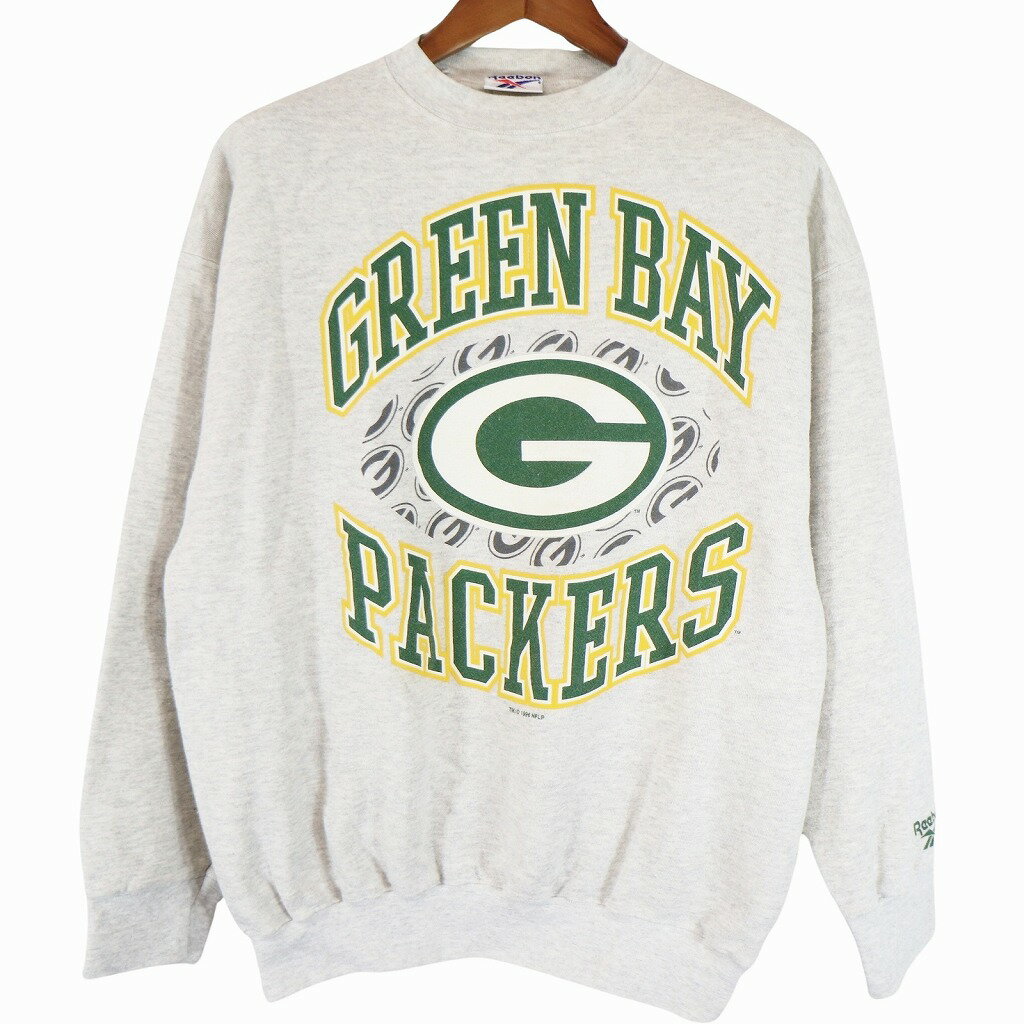 90年代 USA製 Reebok リーボック NFL グリーン・ベイパッカーズ スウェット プロチーム アメフト グレー (メンズ XL) 中古 古着 O5126