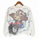 90年代 LOONEY TUNES ルーニー・テューンズ スウェット タズマニアンデビル キャラクター ホワイト (メンズ M相当) 中古 古着 O5146