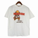 カナダ製 TULTEX タルテックス HOOTERS 企業プリント 丸首 半袖Tシャツ 大きいサイズ ホワイト (メンズ XL) 中古 古着 O6438