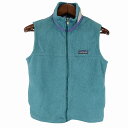 SALE///// 90年代 USA製 patagonia パタゴニア ベスト フリースジャケット アウトドア キャンプ 防寒 グリーン (キッズ 14) 中古 古着 O7268