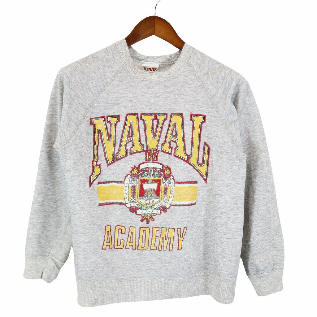 80年代 USA製 BASSETT-WALKER NAVAL ACADEMY 海軍兵学校 スウェット グレー (メンズ L) O7293のサムネイル
