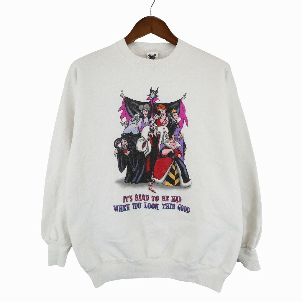 90年代 USA製 THE Disney CATALOG ヴィラン トレーナー スウェット キャラクター プリント ホワイト (..