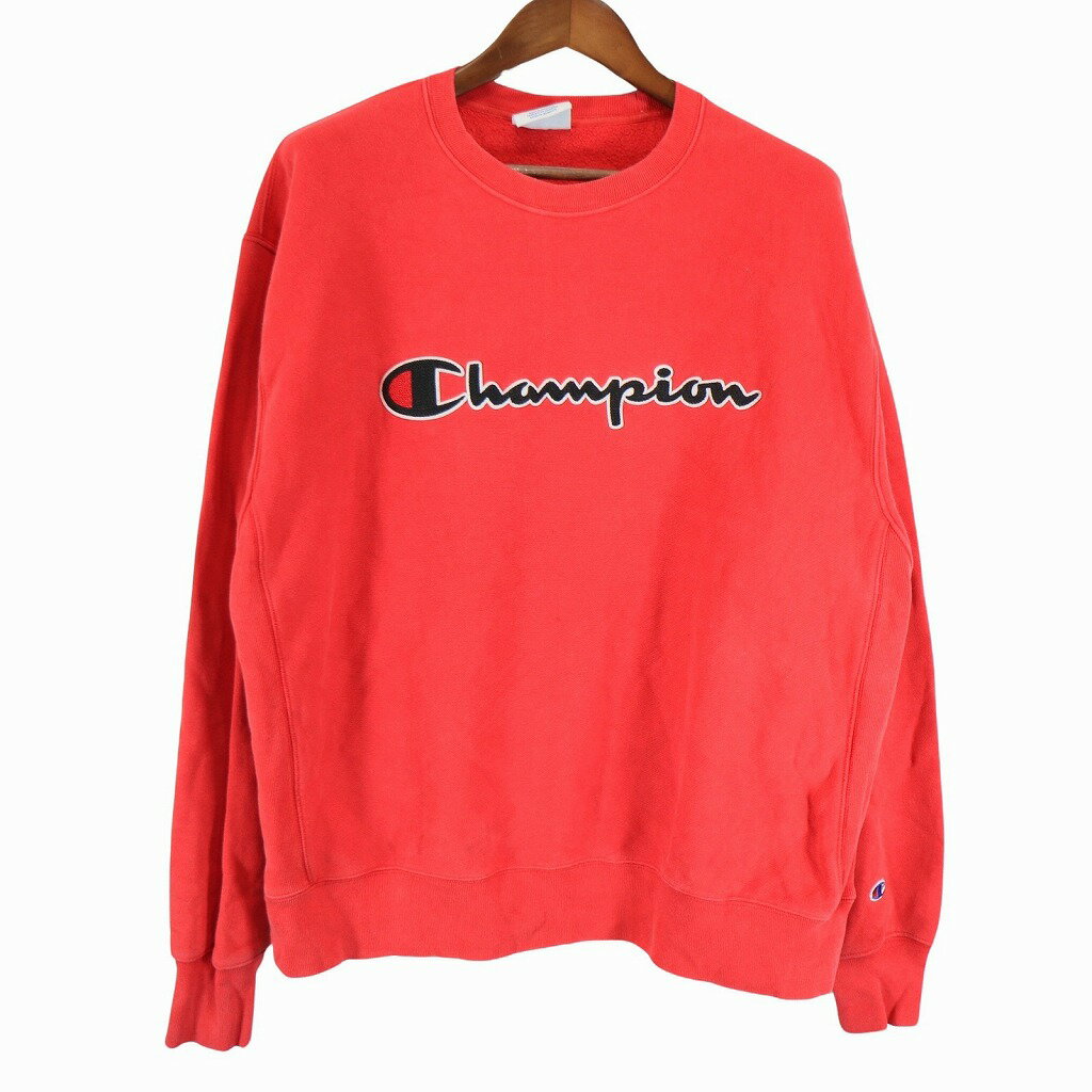 Champion チャンピオン ロゴ リバースウィーブ スウェット トレーナー 刺 レッド (メンズ XL) O7904