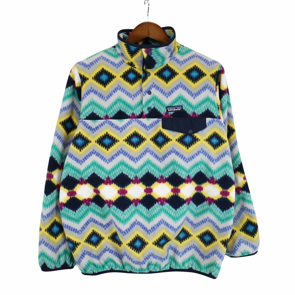 patagonia パタゴニア スナップT SYNCHILLA シンチラ フリースジャケット アウトドア キャンプ マルチカラー (メンズ L) 中古 古着 O8738