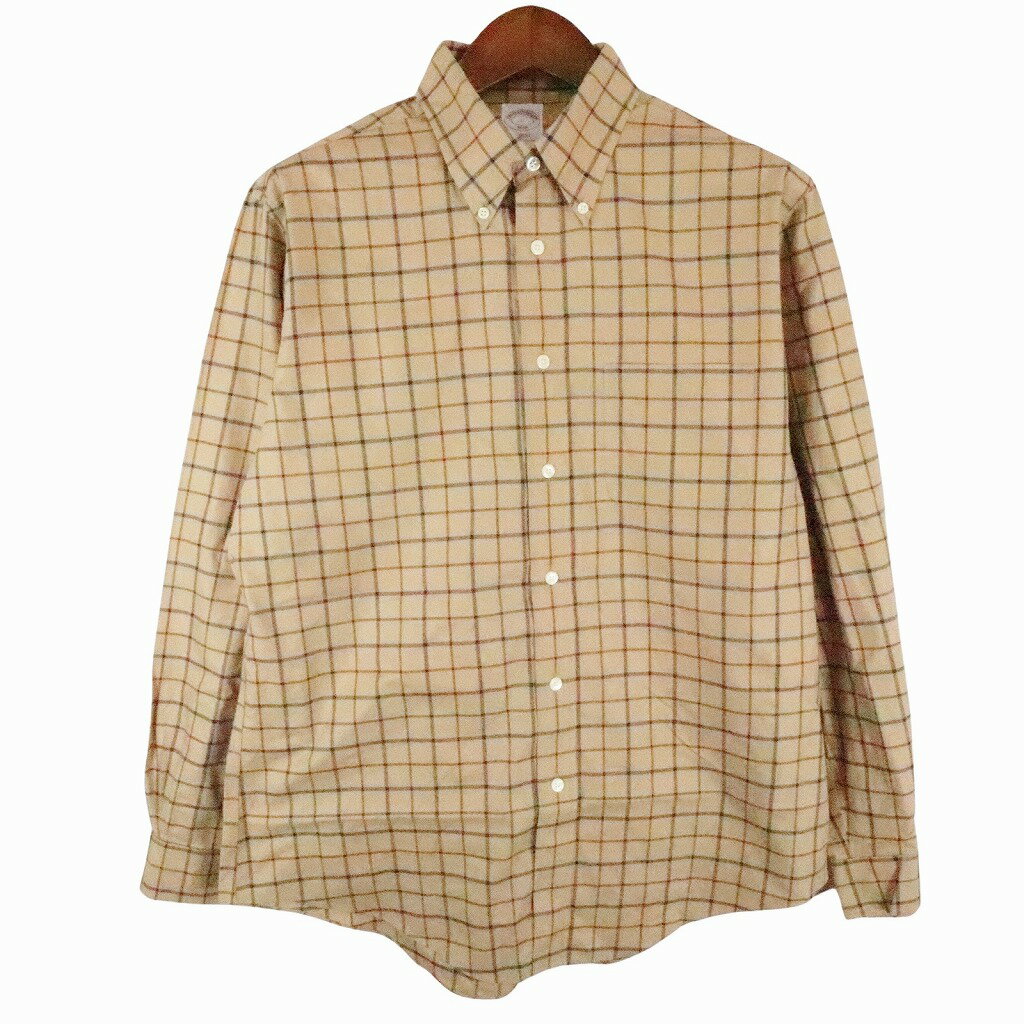 Brooks Brothers ブルックスブラザーズ ボタンダウン 長袖シャツ チェック ブラウン (メンズ L) O9034