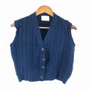 70年代 USA製 PENDLETON ペンドルトン ケーブルニット ベスト ヴィンテージ ネイビー (レディース M) 中古 古着 O9323