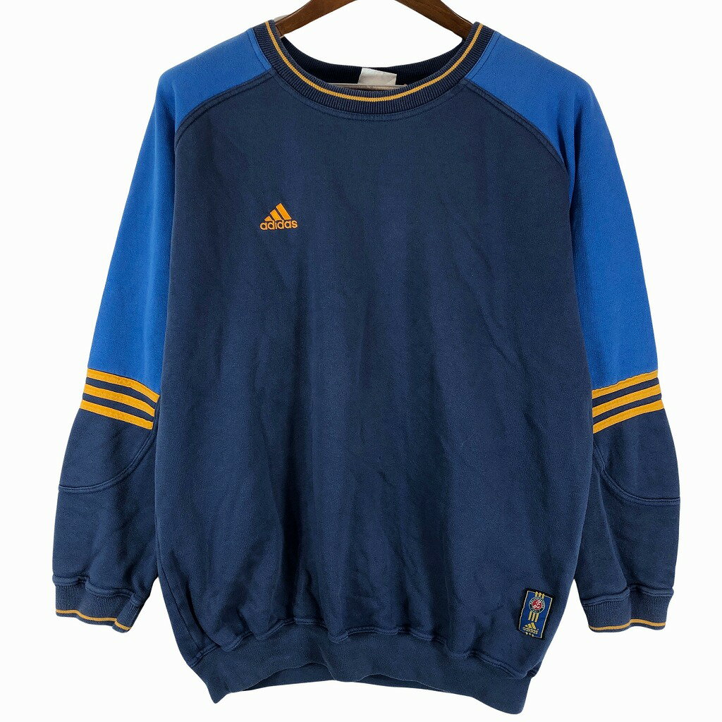 90年代 adidas アディダス スウェット 切替デザイン テニス 大きいサイズ ネイビー (メンズ XLサイズ相当) 中古 古着 O9491