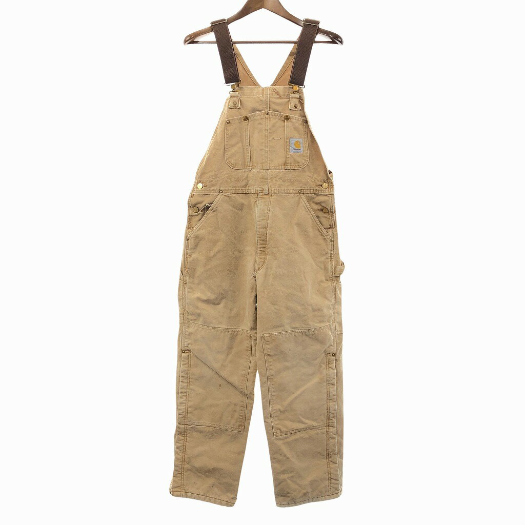 Carhartt カーハート ダック地 オーバーオール ワーク ダブルニー ブラウン (メンズ M相当) 中古 古着 O9892