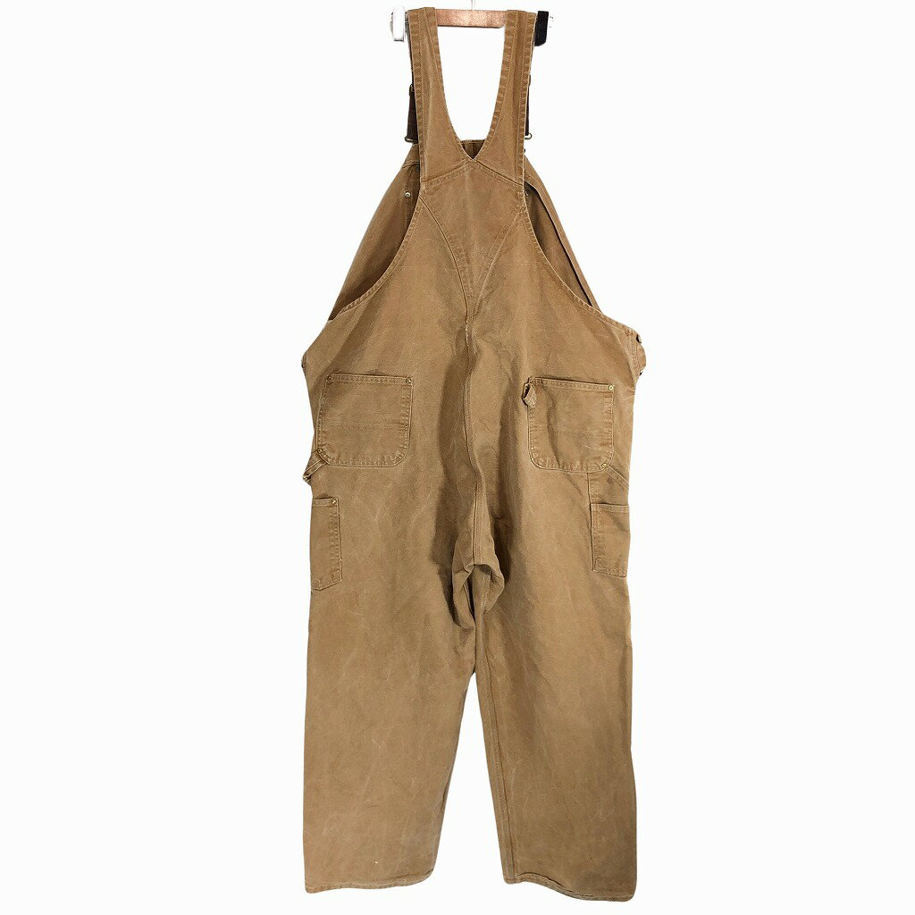 90年代 USA製 Carhartt カーハート ダック生地 オーバーオール ワーク アメカジ ダブルニー ブラウン (メンズ 52×32) 中古 古着 O9901
