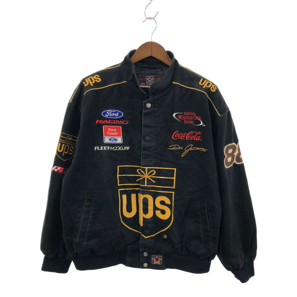 Jeff Hamilton ジェフ ハミルトン 企業 UPS FORD COCA-COLA レーシングジャケット ブラック (メンズ 2XL) 中古 古着 P0391