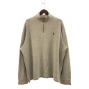 Polo by Ralph Lauren ポロ ラルフローレン ハーフジップ ニット セーター 大きいサイズ ベージュ (メンズ XXL) 中古 古着 P1122