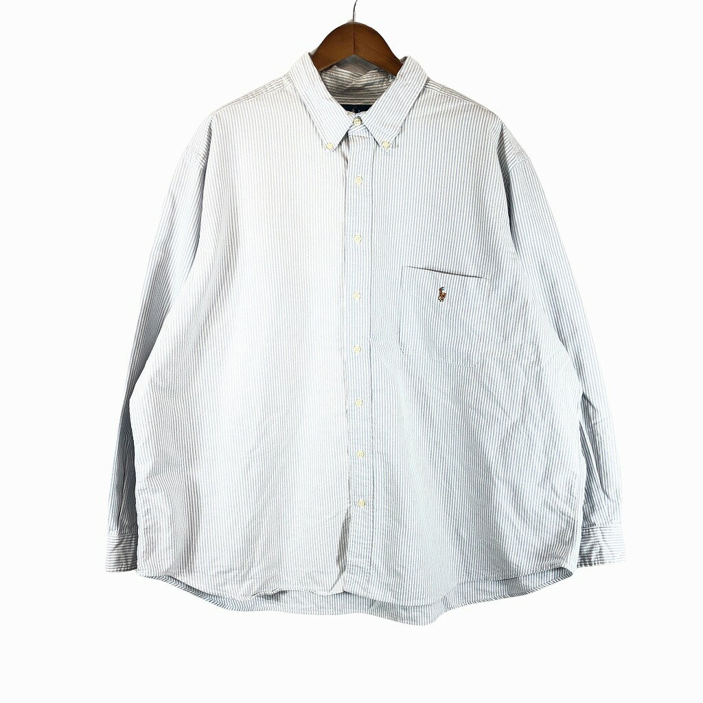 RALPH LAUREN ラルフローレン ボタンダウン 長袖シャツ ストライプ ブルー (メンズ 3XL) P1228