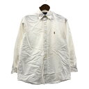 90年代 RALPH LAUREN ラルフローレン YARMOUTH ワンポイントロゴ ボタンダウン 長袖シャツ ホワイト (メンズ 16) P1400