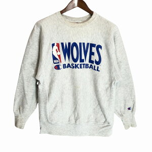 90年代 Champion チャンピオン NBA ミネソタ・ティンバーウルブズ リバースウィーブ スウェット グレー (メンズ M) 中古 古着 P1831