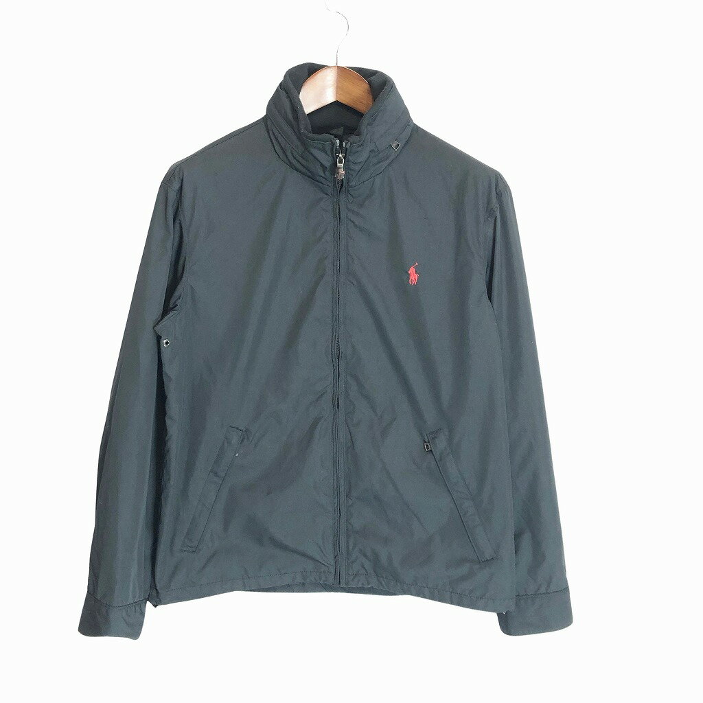 90年代 Polo by Ralph Lauren ポロ ラルフローレン ワンポイントロゴ スイングトップ ブラック (メンズ M) 中古 古着 P1921のサムネイル