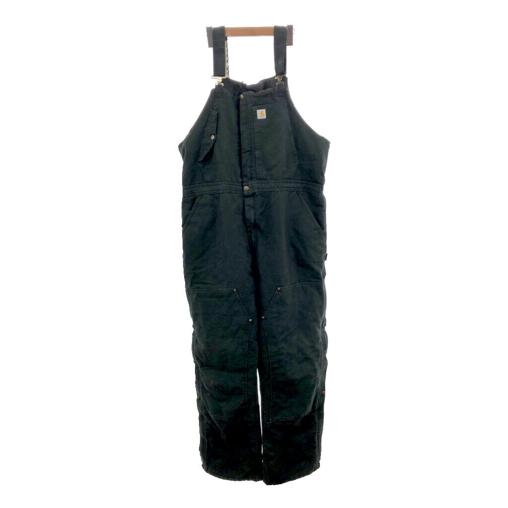 Carhartt カーハート ダブルニー ダック地 オーバーオール 大きいサイズ ワーク ブラック (メンズ XXL) 中古 古着 P2474